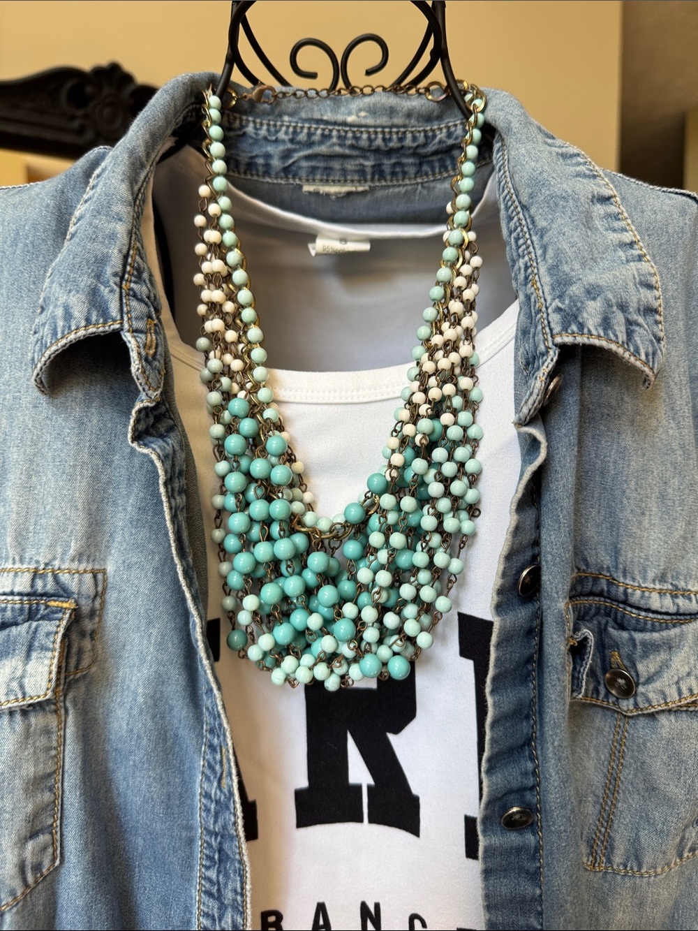 Turquoise Beaded Multi-Strand Statement Necklace